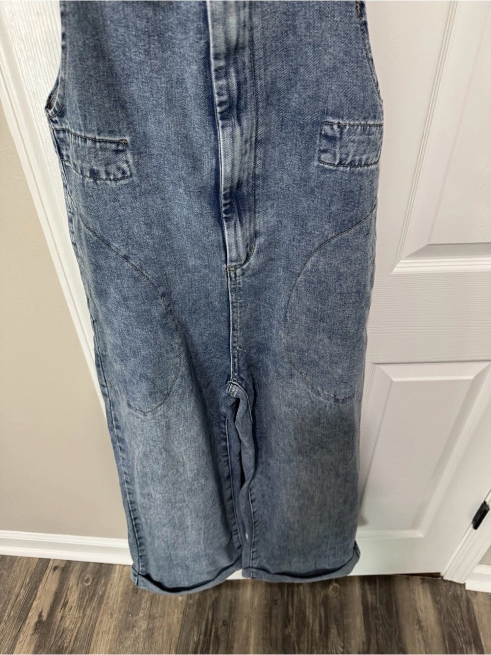 EMERY ROSE Blue Denim Wide-Leg Overalls for Women - Picture 5 of 9